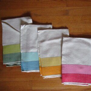 Four Retro-Vintage Linen Dish Towels (circa 1965)